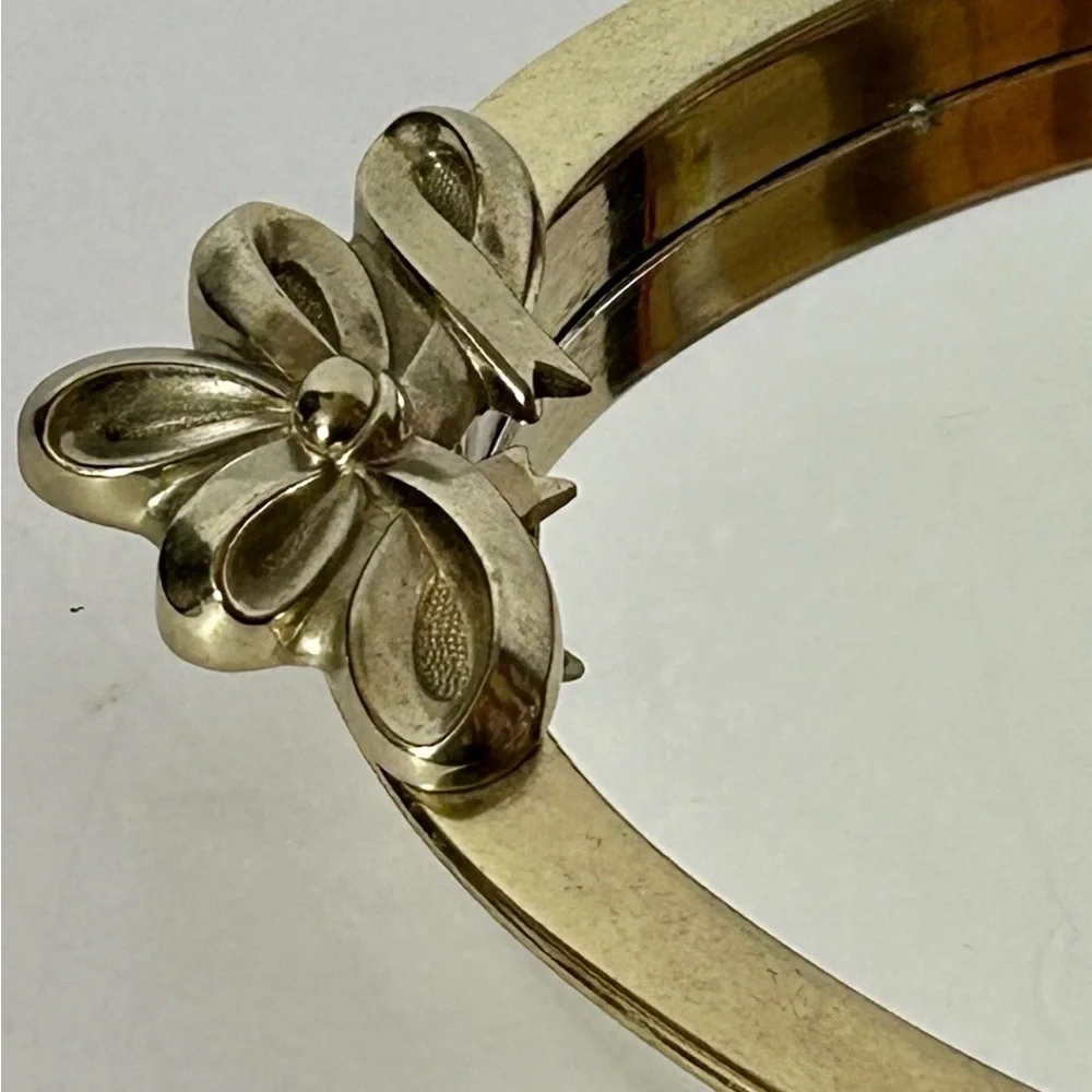 Gold Oval Vanity Mirror Tray Vintage Avon Bow Handles